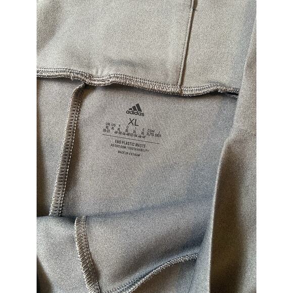 ADIDAS WOMEN 3STRIPE HIGH WAISTED LEGGINGS (CARBON GRAY WHT XL) - Picture 5 of 7